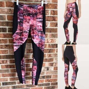 Lululemon  ^* Sweat & Repeat Tight *28" Black / Dahlia scape Multi EUC  6